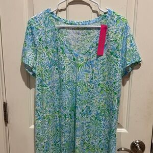 Lilly Pulitzer Blue and Green Floral Top
